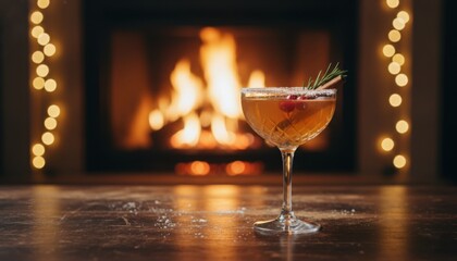 Warm evenings by the fire with a cozy cocktail in a glass