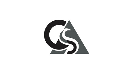 Monochromatic abstract logo featuring intertwined G and S letters within a triangular shape.