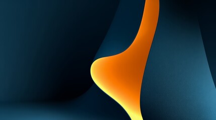Blue and orange abstract painting with a dark background. The orange and blue colors create a sense of contrast