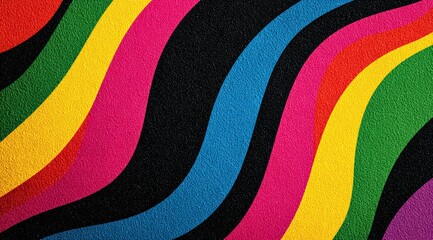 Colorful pattern with black stripes. The colors are bright and bold, creating a lively and energetic mood