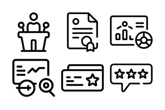 Business meeting icons leadership graph certificate concept - Powered by Adobe