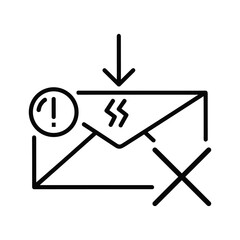 Black and white icon representing email error, rejection, or failure