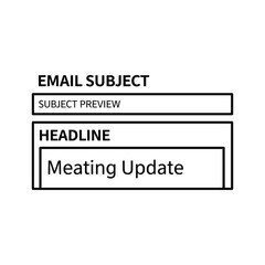 Black and white graphic template for email subject and headline update