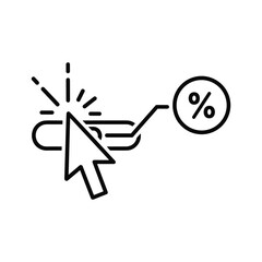 Click on link icon leading to percentage discount offer isolated on