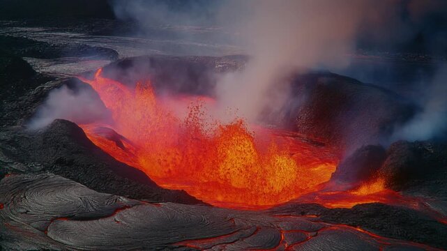 a volcanic crater that is currently erupting