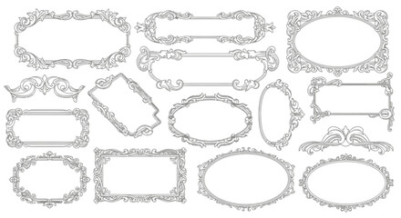 Elegant Set of Vintage Decorative Frames with Scroll Ornaments