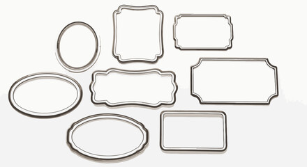Obraz premium Set of 7 Silver Outline Frame Vector Illustrations