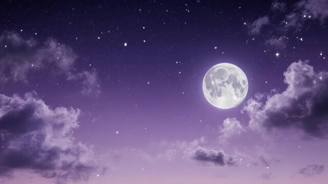 Majestic Full Moon and Starry Night Sky: Serene Timelapse