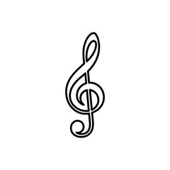 Musical treble clef symbol in minimalist line art style  