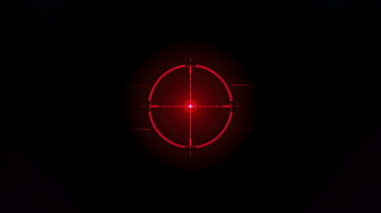 Red Glowing Sniper Scope Crosshair Target on Black Background 
