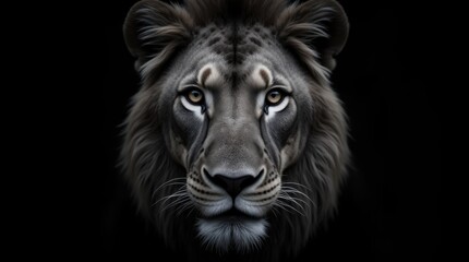 Naklejka premium Portrait of a Beautiful lion lion at the waterhole 