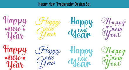Happy New Year Typography Collection – Handwritten Lettering Set