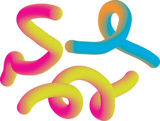 Vibrant abstract 3d fluid shapes with gradient colors