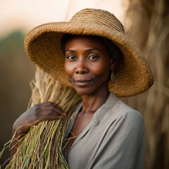 woman in straw hat