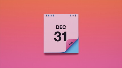 Calendar Page Turning from December 31 to January New Year