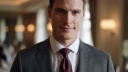 Man in formal suit adjust tie detail close up formal event business attire professionalism