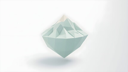 Abstract Low Poly Geometric Iceberg Object on White Background