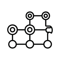 Black and white line art icon representing a connected network of nodes or points isolated on