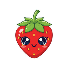 Obraz premium Cute cartoon strawberry character with a smiling face