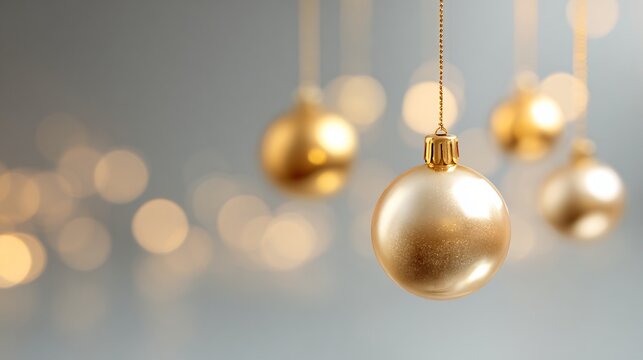 Golden Christmas Baubles Floating Abstract Luxury Background
