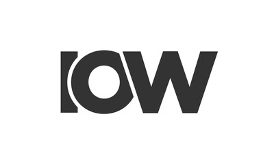 IOW logo design template with strong and modern bold text. Initial based vector logotype featuring simple and minimal typography. Trendy company identity.