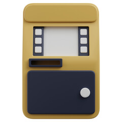 Fototapeta premium 3D ATM Machine Icon — Banking, Cash Withdrawal, Card Transaction Terminal