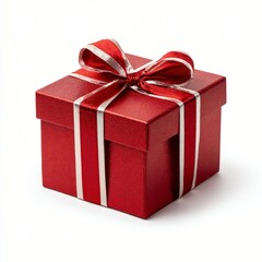 Fototapeta premium Isolated Christmas Gift Box With Red Ribbon on White Background