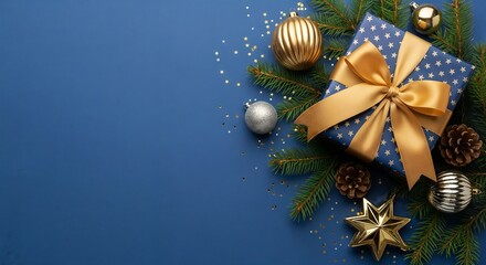 christmas decoration on blue background
