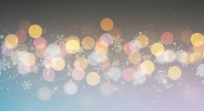 Festive winter background with blurred lights and delicate snowflake details