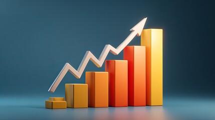 Dynamic 3D chart showing financial growth and success, perfect for illustrating business reports, investment opportunities, or economic recovery announcements