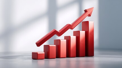 Stunning red business chart showing upward growth and positive trends for finance, stock market, investment, and economic success stories now