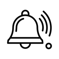 Ringing bell icon with sound waves, isolated on white background