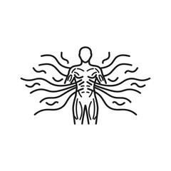Human body with energy waves flowing, representing health and wellness