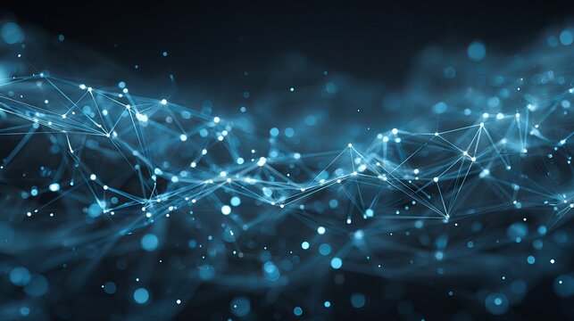 Stunning network connection background for modern technology solutions and innovative digital designs with glowing nodes and blue light effects