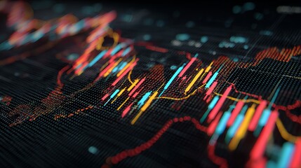 Dynamic stock market analysis with vibrant data points offers a compelling visual for financial reports and investment strategies in the digital age
