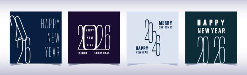 Happy New Year 2026 Celebration poster, banner, greeting cards, background design template, New Year 2026 collection.