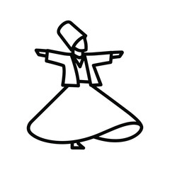 Whirling dervish dancer in traditional attire performing a spiritual dance