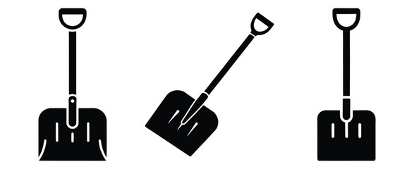 snow shovel silhouette icon set. christmas silhouette icons collection with solid styles. © Bemol