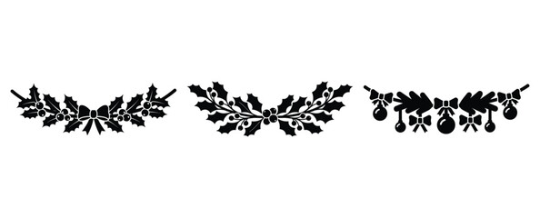 christmas garland silhouette icon set. christmas silhouette icons collection with solid styles.