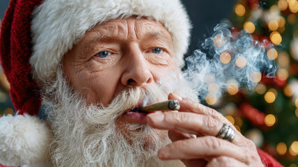 Santa Claus smoking weed reefer