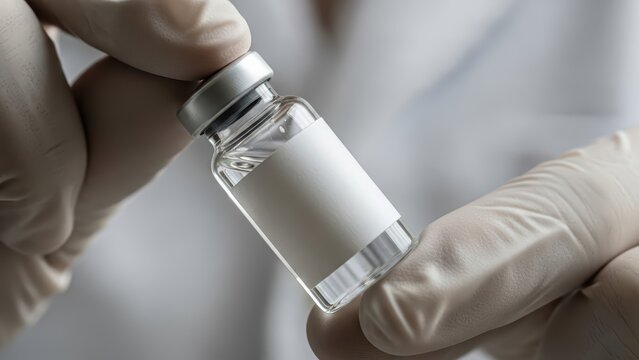 Medical professional holding vaccine vial for research and development
