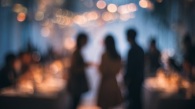 Elegant gathering shimmering with warm lights, perfect for upscale events or holiday ambiance with a touch of mystery and sophistication