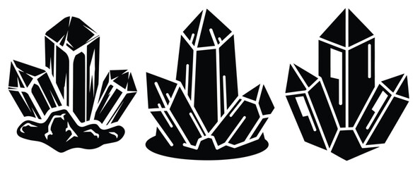 ice crystal silhouette icon set. christmas silhouette icons collection with solid styles.