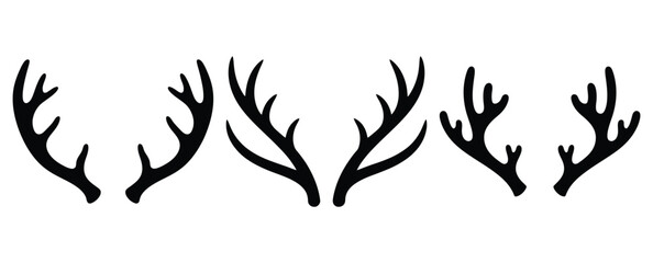 Obraz premium reindeer antlers silhouette icon set. christmas silhouette icons collection with solid styles.