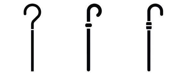 shepherd staff silhouette icon set. christmas silhouette icons collection with solid styles.