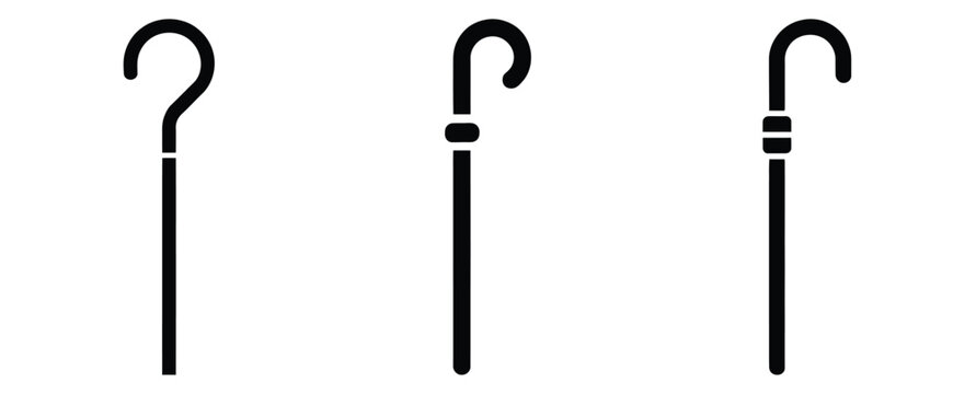shepherd staff silhouette icon set. christmas silhouette icons collection with solid styles.