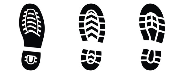snow footstep silhouette icon set. christmas silhouette icons collection with solid styles.
