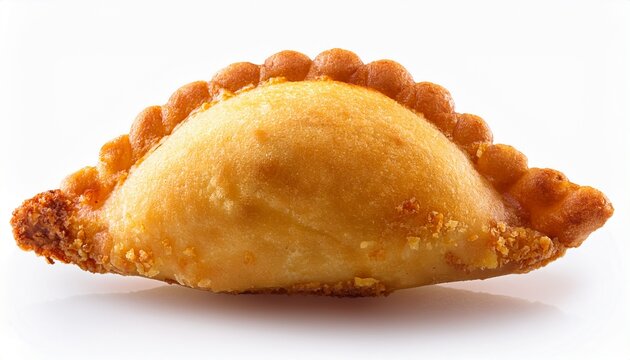 Brazilian Pastry Fried Dough And Stuffed With Meat Savory Typical Of Fairs And Markets On An Isolated White Background