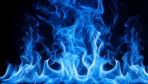 Blue Fire On Black Background