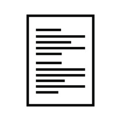 Clean minimal document icon for business presentation, office paperwork, and modern design projects with simple black lines on white background